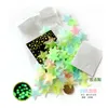 luminous 3d shape light stars dots flourescent glow in the dark star wall sticker 100pcs/bag