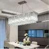 Lampy wiszące luksusowe chromowane oświetlenie żyrandola do jadalni nowoczesne prostokąta kuchnia wyspa LED Crystal Luster Gold Lampa Lampa Lampa