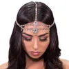 Boho Tassel Rhinestone Chain Jewelry Head Piece Goddess Prom Wedding Gem Bridal Hair Accessories for Women Grecian Vacation316U