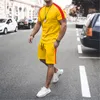 Męski garnitur sportowy moda Solidny kolor swobodny dres w dużych rozmiarach mężczyźni letnie ubranie luźne setki męskie szorty dwupoziomowe 220610