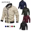 Chaqueta de bombardero casual para hombre Otoño Invierno Nueva llegada Chaquetas sólidas Hombres Streetwear Slim Pilot Coat Hombre Spring Stand Collar 4XL Y220803