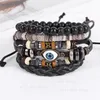 4st/set läderarmband Charm Eye Multilayer Wrap Armband Bangles Manschett armbandsmän modesmycken set gåva