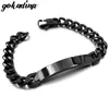 Gokadima Stainless Steel ID Bracelet For Men Jewelry masculina pulseira Black Rose Gold color Rock Punk Party Gift 220809