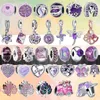 925 Sterling Argent Dangle Charm Nouvelle Série Violet Feuilles Coeur Licorne Château Pendentif Perles Perle Fit Pandora Charms Bracelet DIY Bijoux Accessoires