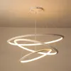 Pendant Lamps Modern Minimalism Aluminum LED Lights Circle Rings Hanging Light White/Black Body Color For Office Dining Room LivingPendant