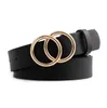 Ceintures Double Cercle Boucle Ceinture Pour Femmes O-ring Faux Cuir Alliage Loisirs Acc303a