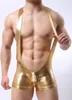 Underpants High Quality Men's Gay Underwear Lingerie Low Waist Sexy Man Jumpsuits Of Imitation Leather Coat PaintUnderpants