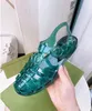 European Style Slipper Women's Gladiator Sandals PVC Clear Shoes Fashion Slippers Round Button Decoration Roman Woven Transparent Color Jelly Sandals