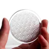 Heat Proof Sea Wave Textured Glass Coaster Clear Glass Coffee Saucer Tea Rest Snack Plate Traditional Japanese Seigaiha Pattern