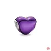 925 Sterling Srebrny Dangle Charm Dream Purple Koraliki Miłość serca kwiaty wisiorek koraliki fit fit pandora uroków bransoletka DIY Jewelry Akcesoria