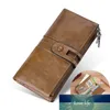 Women's Genuine Leather Purse Long Zipper Hasp Wallet Retro Men's Handheld Mobile Coin Purse