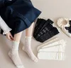 Lolita Ruffle High Ankle Chaussettes Bubble Chunky Slouch JK Uniforme Scrunch Bas Mid-Tube Japonais Anime Cosplay Portant Noir Blanc