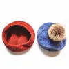 Beretten mode winter kinderen wol zachte baret caps herfst dames casual polyester bont pom hoeden gorrasberets