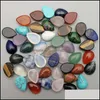Konst och hantverk Arts Gifts Home Garden Natural Stone Water Drop Cabochon Beads Rose Quartz Turquoise Stones for Reiki Heal Dhhzs