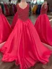 Lilla Girl Pageant Dress 2022 Ballgown Perline Cristalli Organza Scollo a V Little Kid Compleanno Abito da festa formale Toddler Teens Preteen V Indietro Fucsia Blu