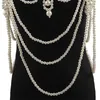 Chains Retro Advanced Pearls Crystal Body Jewelry Chain Sexyhandmade Beaded Women Bridal Wedding Dress Large Necklace Accessor