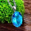 Kedjor Black Angel 925 Sterling Silver Water Drop Blue Topaz Sapphire Pendant Necklace For Women Birthstone Gemstone Jewelry Gift