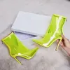 Abuybea New Women PVC Ankle Boots Transparent Women Boots Clearheels Shoes Super High Heels Thin Heel Zip Women Boots20103