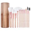 Portable Professional Multicolor Makeup Brushes Transparent Rod 12 Makeup Barrel Brush Set