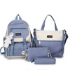 Borse da scuola Set da 4 pezzi Zaino da donna in tela per ragazze adolescenti Kawaii Bookbag