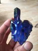 Objetos decorativos Figuras 80-90g Blue Aura Crystal Cluster Angel Wand Points natura