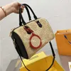 ON OS GO MM TOTE SACO TECIELTO DE TEXTILES Designers femininos Bolsas de bolsas Monogramas Raffia Bolsas de ombro Bolsa de travesseiro