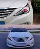 سيارة عالية/ منخفضة من رأس الحزمة لضوء رأس Hyundai Sonata 8 مجموعة المصابيح الأمامية LED 2011-2016 DRL TEURN INGLE LENSOR LENSOR