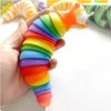2022 Popit Fidget Slug Toys Articulated Flexible 3D Slugs 7,5 inch Rainbow Bug Fidgets Sensory speelgoed voor autistische kinderen volwassenen Game