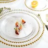 Dishes & Plates European Style Gold Bead Glass Dinner Dish Salad Fruit Bowl Dessert Wedding Family Plate Decorative Tableware SetDishes