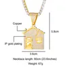 Chains Bling The Bando Trap House Pendant For Men Women Cubic Zirconia Necklace Chain Copper Material Hip Hop JewelryChains8493110