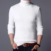Männer Marke hoher Hals gestricktes Pullover Bodend -Hemd Ankunft männlich männliche Mode lässig Slim Solid Color Stretch Wollpullover 220803