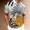 Polos pour hommes Feuilles de palmier Chemises d'impression Motif de fleurs T-shirts à manches courtes pour hommes T-shirts à fermeture éclair 2022 SummerMen'sMen'sMen's