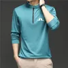 Uomo abbigliamento da golf maglietta a maniche lunghe men039s ventilazione sportiva esterna ventilazione sciolta polo con fondo a fondo mezza zip da golf 2206278139179