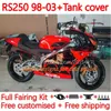 Fairings +Tank cover For Aprilia RSV250RR RS-250 RSV250 RS RSV 250 RSV-250 98-03 159No.130 RS250 RR 1998 1999 2000 2001 2002 2003 RS250R 98 99 00 01 02 03 Bodys lucky green