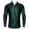 Koszulki męskie Barry. Luksusowy zielony zielony Paisley Silk Men Long Rleeve Casual Flower for Designer Fit Shirt By-0045men's Vere22