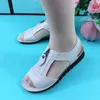 Women Sandals Zipper Flat Soft Pu Leather Sole Comfy Sandalias Summer Casual Mother Shoes Solid Color Plus Size Chaussure Femme 220701