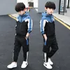Giyim Setleri Çocuklar Erkek Bahar / Sonbahar Sporları Büyü Renkli Kapşonlu Ceket + Pantolon 2 PCS Büyük Bakire