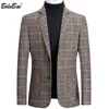 Bolubao Brand Men Men Blazer Personal Wild Men's Suct Jacket Aways Highting Fashion Plaid Print Slim Fit Dark Blazer Coat Male 220527