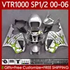 OEM BODY FÖR HONDA VTR RTV 1000 VTR1000 00 01 02 03 Green Flames 2004 2005 2006 Kroppsarbeten 123NO.165 RC51 SP1 SP2 VTR-1000 2000 2001 2002 2003 04 05 06 RTV1000 00-06 FAIRING