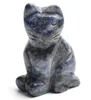 1.9 INCHES Height Cat Statue Crafts Natural Chakra Stone Carved Crystal Reiki Healing Animal Figurine 1pcs