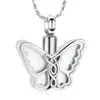 Chains Butterfly Urn Necklaces For Ashes Stainless Steel Abalone Shell Cremation Jewelry Memory Women Men207J