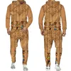 Ruides masculinos Prinha 3D de custom FOLK Custom Duas peças conjunto unissex estilo étnico de manga longa African Dashiki Hoodie Sit Men Women Jogging Trac