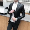 Varumärkeskläder Fashion Herrens högkvalitativa läderjacka Male Slim Fit Business Leather Suit Coats/Man Blazers S-5XL 220527