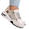 Tênis Feminino 2021 Estampa de Leopardo Lace Up Sapatos Vulcanizados com Plataforma Esportes Tênis Feminino Respirável Plus Sapatos Femininos G220629