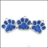 Charms Jewelry Findings Components 50Pcs Hc358 Bling Enamel Cat Dog/Bear Paw Prints Hang Pendant Fit Rotating Key Chain Keyrings Bag Makin