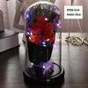 Decorative Flowers & Wreaths Eternal Red Rose With LED Light In Glass Dome For Wedding Party Valentine's Day Mother's Gift Christmas