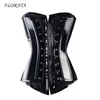 Florata Sexy Women PVC Overbust Corset Steampunk Lingerie Top Goth Leather Midje Trainer 220617