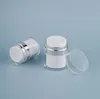 15ml 30ml 50ml Cosmetic Jar Empty Acrylic Cans White Vacuum Bottle Airless Refillable Container Press Lotion Pump SN6559