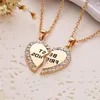 Best Friends Heart Pendent Necklaces For 2 Inlay Crystal 18K Gold Silver Plated Coupld Friendship Necklace Nice Jewelry Gift Wholesale Factory Price