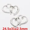 100st legering dubbel Hjärta Berlocker Antik silver Berlocker Hänge För halsband Smycken Att göra fynd 30x18mm